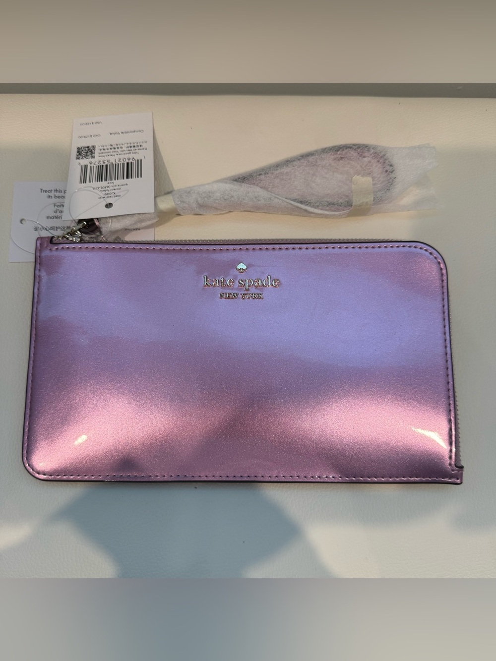 Kate spade iridescent lavender-pink wristlet